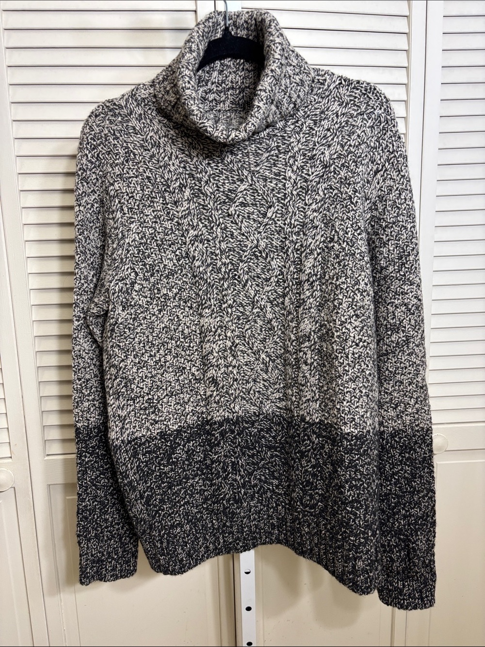 Vince Marled Wool & Yak Black and White Turtleneck Sweater Medium